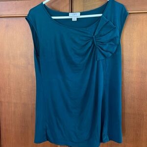 Loft Teal Top Cute! Rayon Spandex, crew neck.